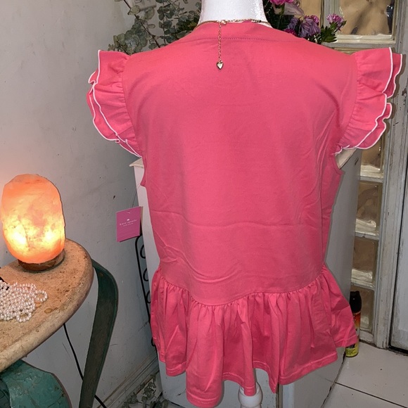SALE💥🆑 NWT WOW kate spade "Butterfly Shirt" 💥Low, low price! Pink w/white pip - Picture 13 of 15